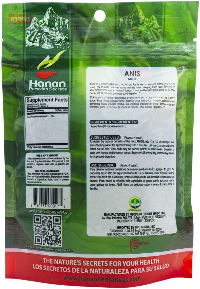 Hanan Peruvian Secrets Anis Herbal Tea | 100% Natural Anise | 1.41oz / 40g - Image 5
